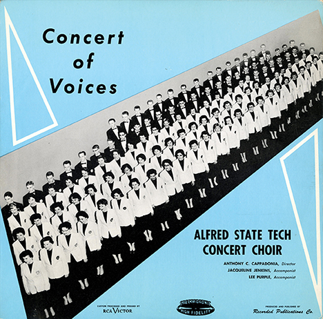 Pictured is the cover of an album produced in the 1950s by the Alfred State Concert Choir.