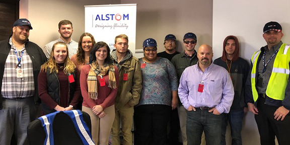 group of students at the Alstom facility