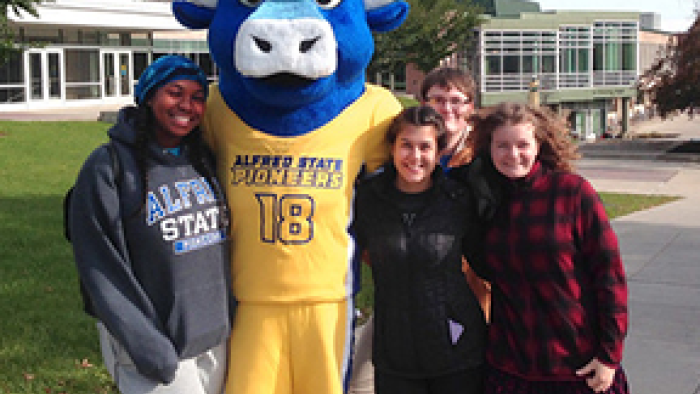 Alfred State Students and Big Blue The Ox_0